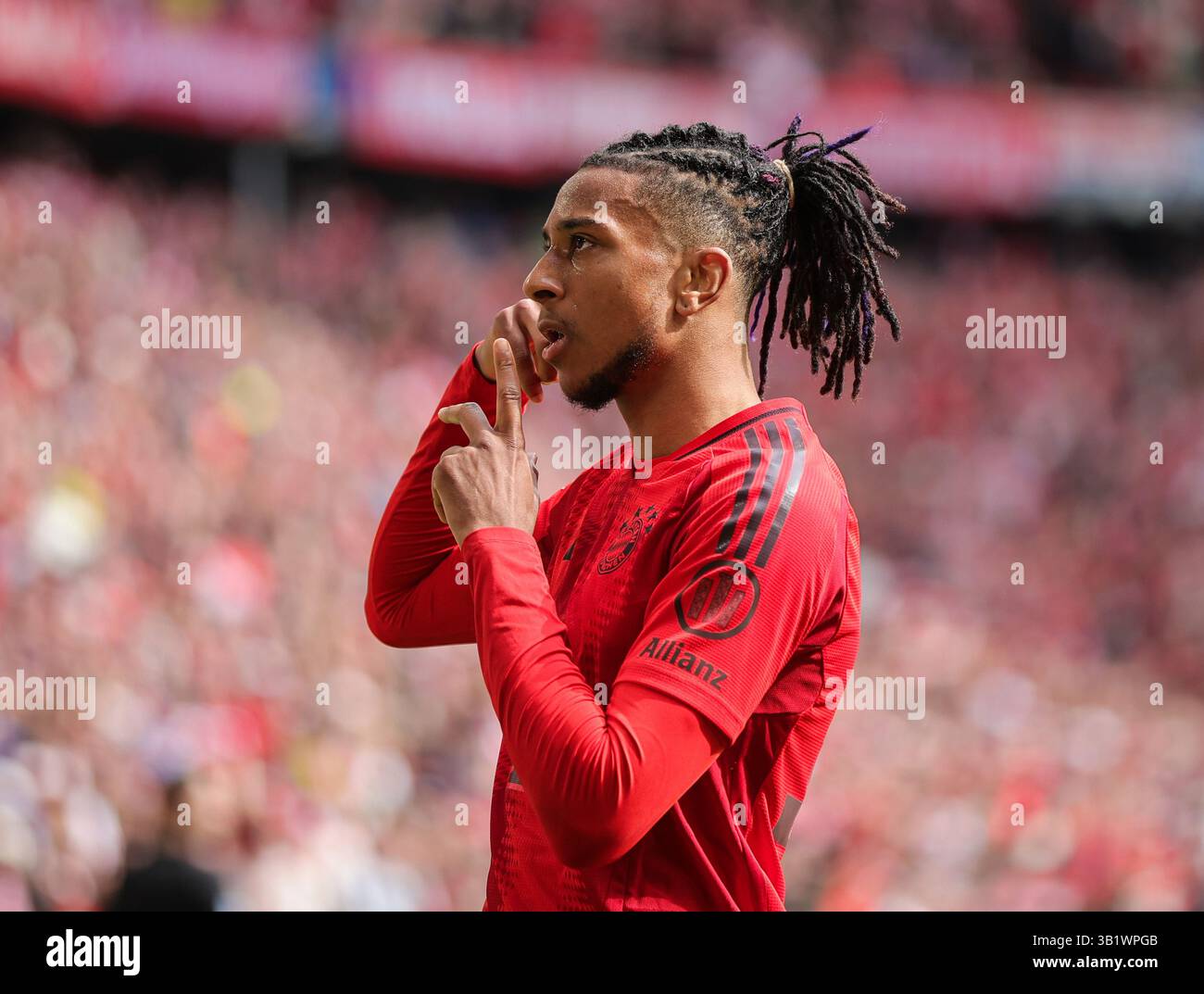 MUNICH, GERMANY - APRIL 26: Michael Olise of FC Bayern Muenchen